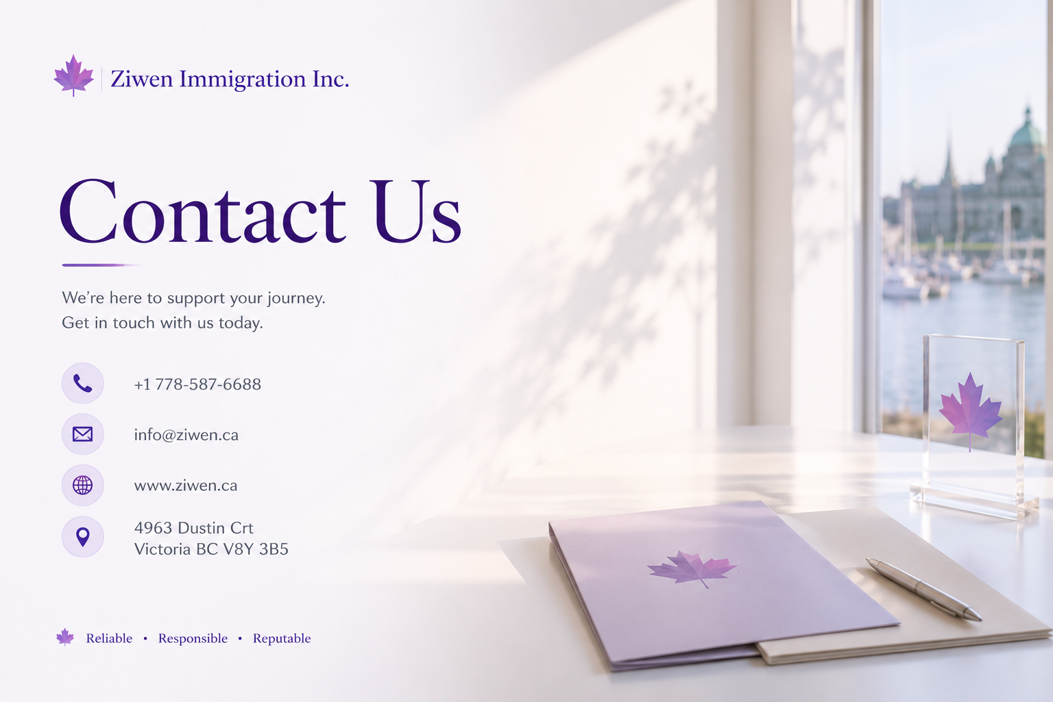 Contact Ziwen Immigration Inc. in Victoria, BC